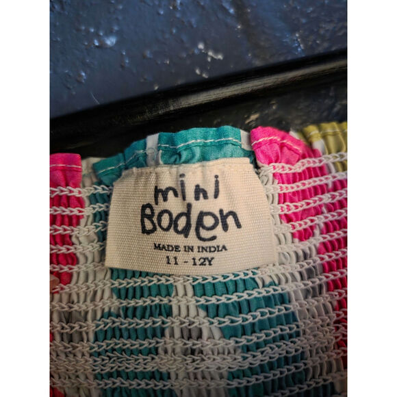 Mini Boden Floral Colorful Midi Smocked Girls Sleeveless sundress size 11/12 - Picture 4 of 5